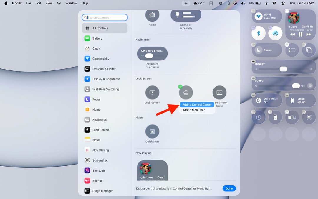 افزودن گزینه های جدید به کنترل سنتر macOS Tahoe 26