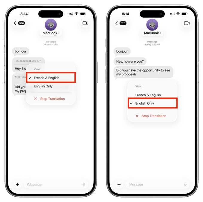 ترجمه زنده در اپلیکیشن Messages مرحله چهارم