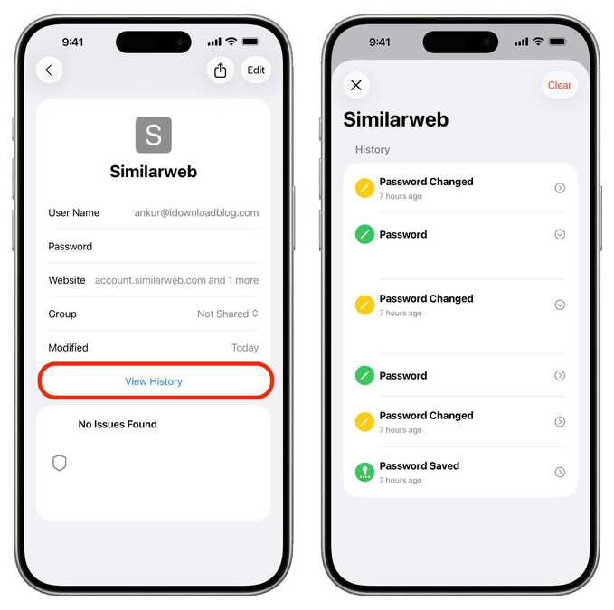 نمایش تاریخچه رمزهای عبور را در آیفون