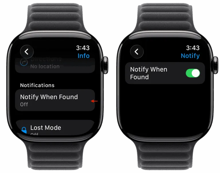 اعلان یافتن دستگاه (Notify When Found) در اپل واچ