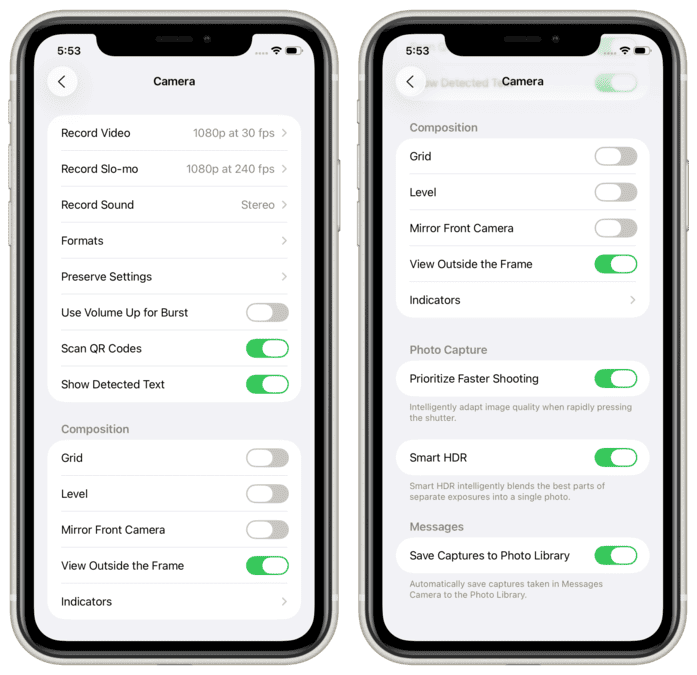 ریست تنظیمات دوربین آیفون