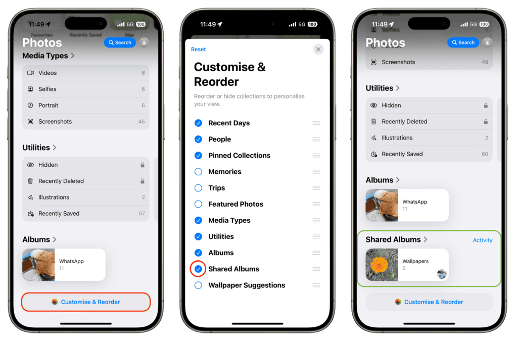 نمایش دوباره Shared Albums در اپلیکیشن Photos