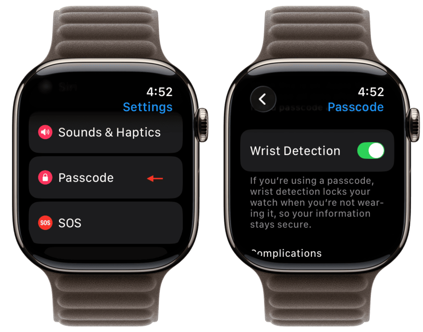 فعال‌سازی یا ریست کردن تشخیص مچ دست