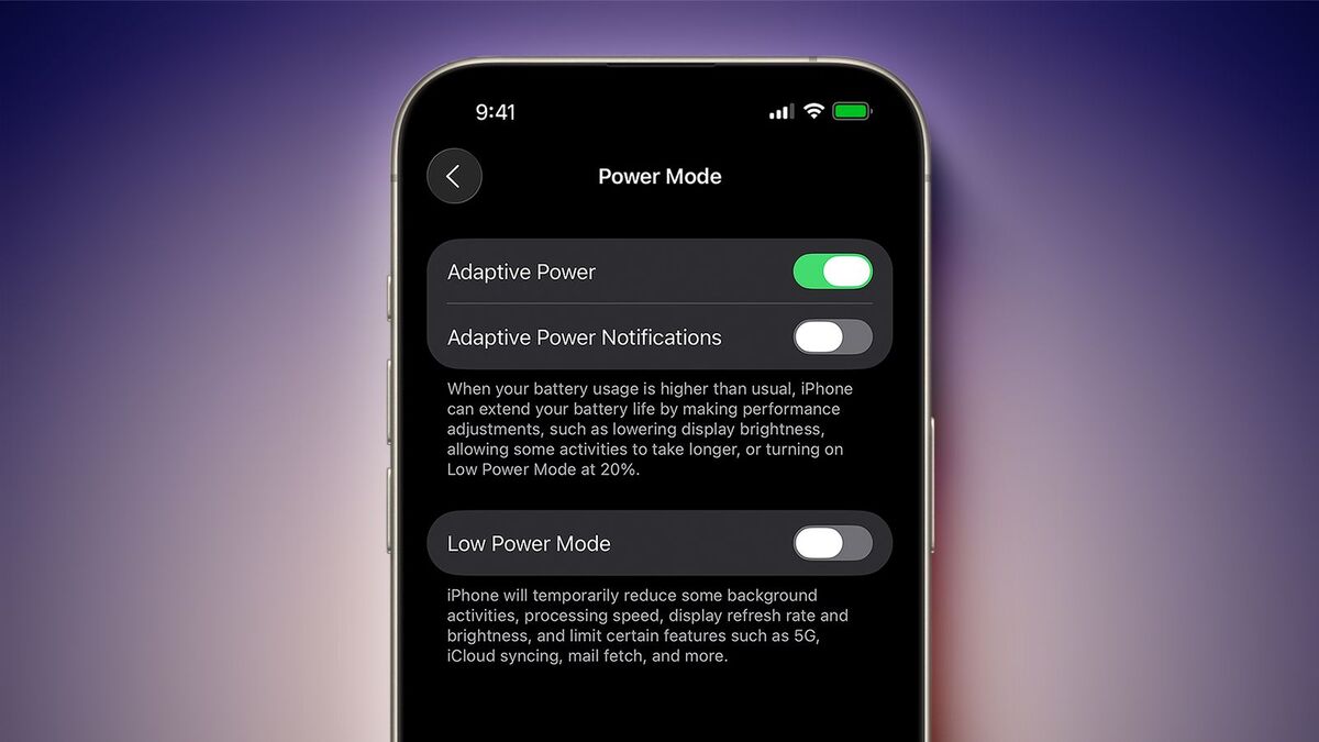 حالت Adaptive Power Mode در iOS 26
