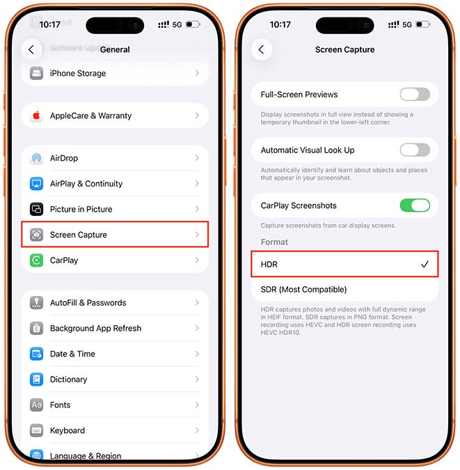 آموزش فعال‌کردن اسکرین‌شات و ضبط صفحه HDR