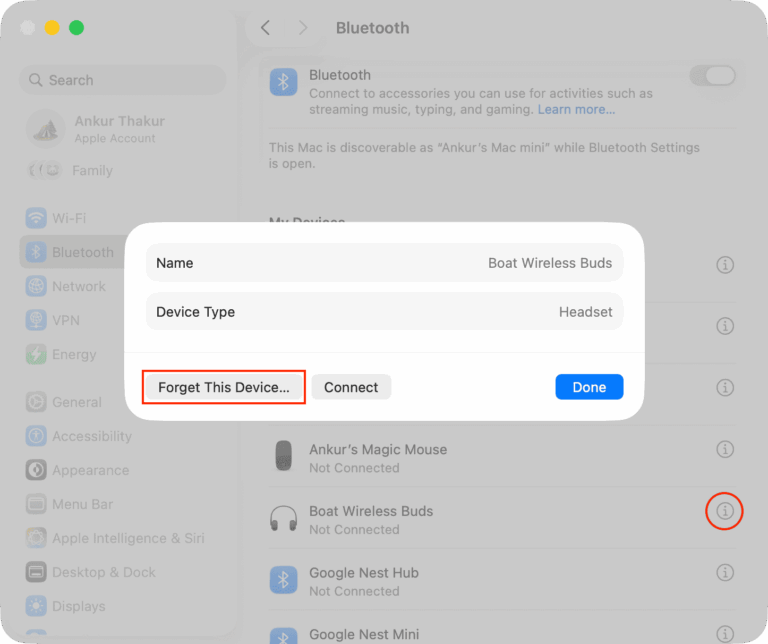 حذف دستگاه هدفون بلوتوث در مک بوک