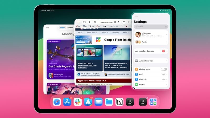 بازگشت Slide Over در iPadOS 26.1