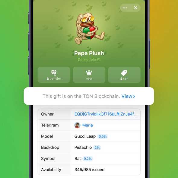 نمایش هدایا تلگرام روی بلاک‌چین