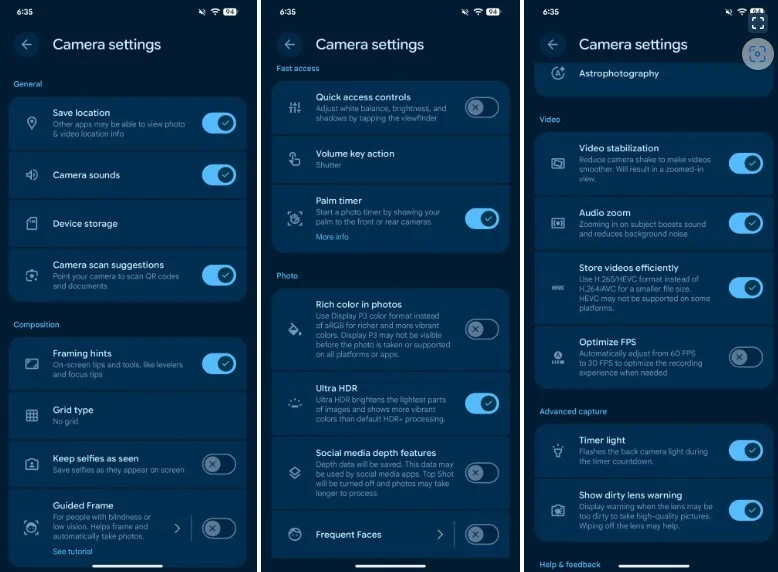 تنظیمات جدید Pixel Camera 10.1