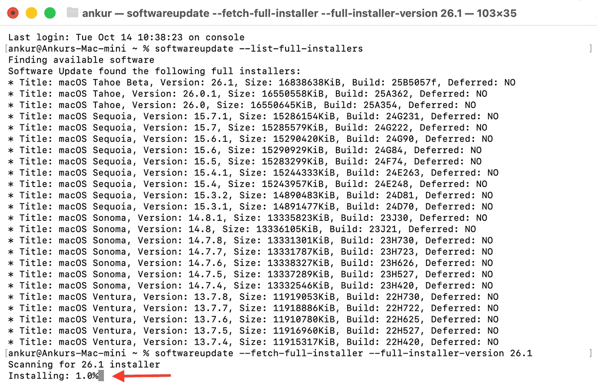 دانلود macos با دستور ترمینال