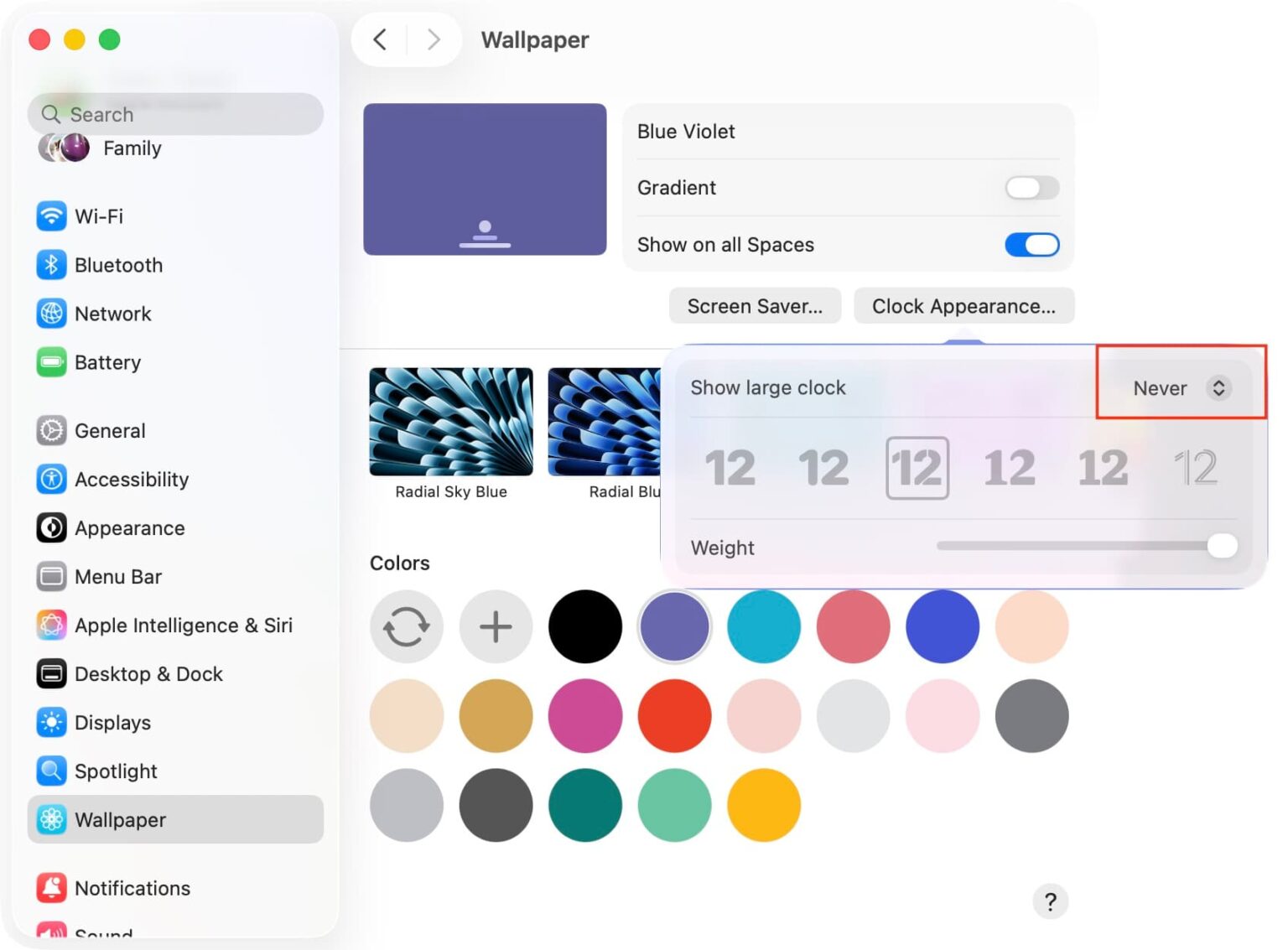 پنهان کردن ساعت از صفحه قفل مک بوک