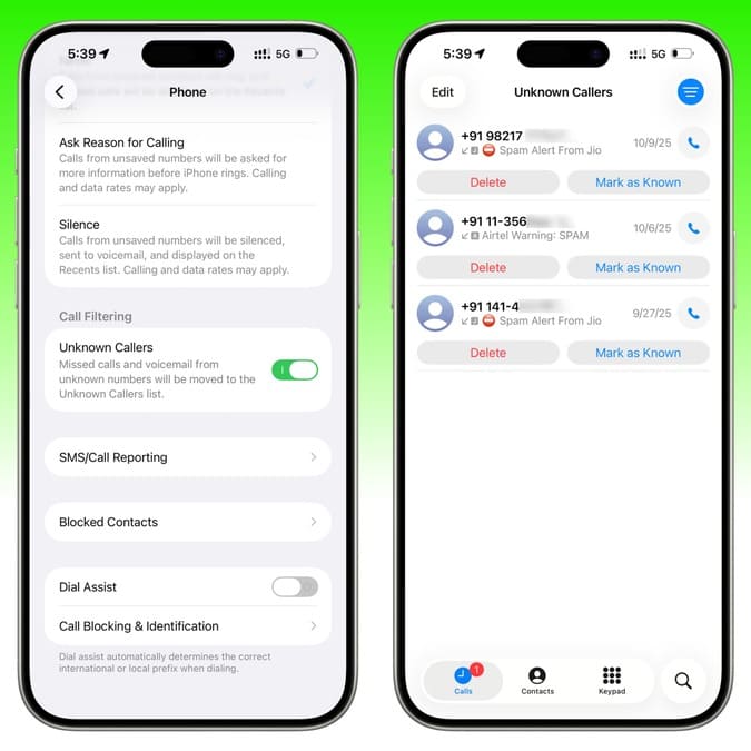 مدیریت تماس های ناشناس در iOS 26