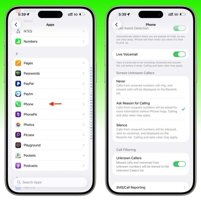 فیلتر هوشمند تماس‌های ناشناس در ios 26