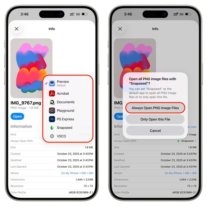 آموزش تغییر برنامه بازی کردن فایل در iOS 26