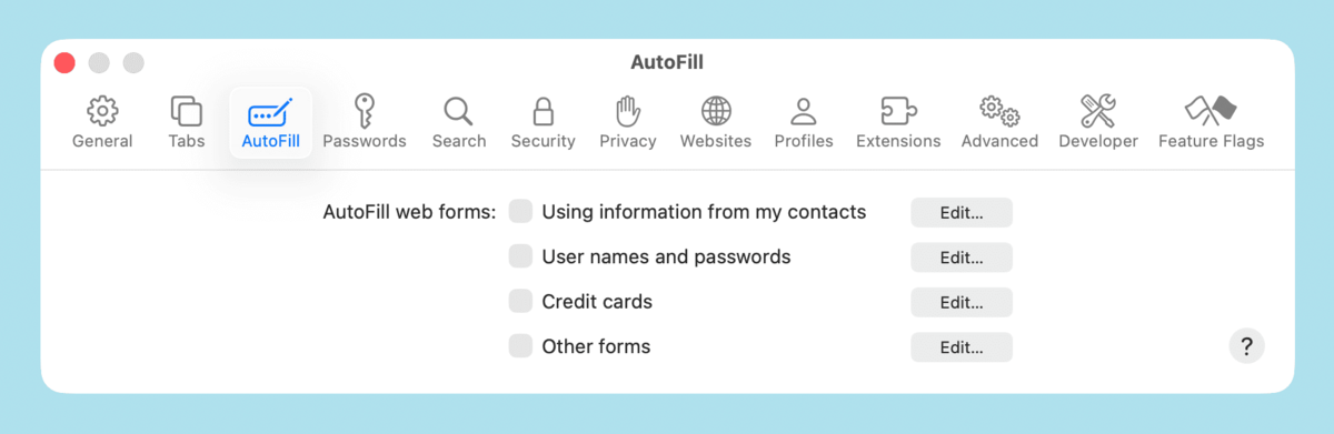 غیرفعال کردن AutoFill در Safari
