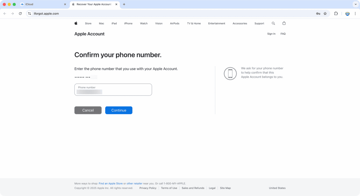ریست کردن رمز اپل آیدی مرحله دوم
