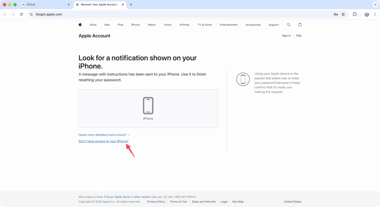 ریست کردن رمز اپل آیدی مرحله سوم