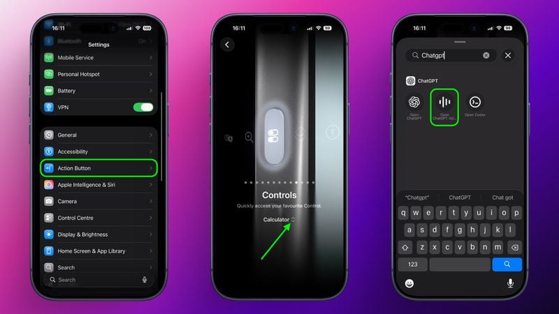 مراحل فعال‌سازی ChatGPT روی دکمه اکشن