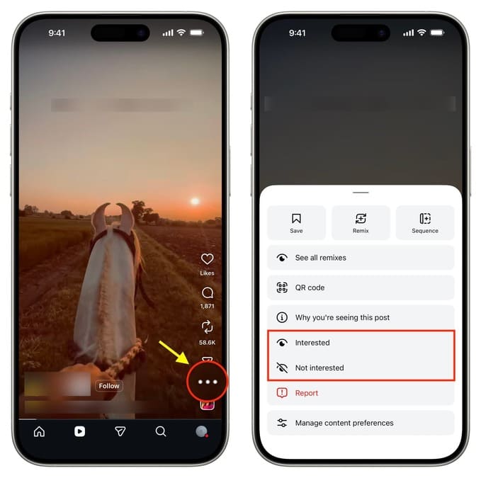 آموزش ریست کردن پیشنهادهای محتوای اینستاگرام مرحله هفتم
