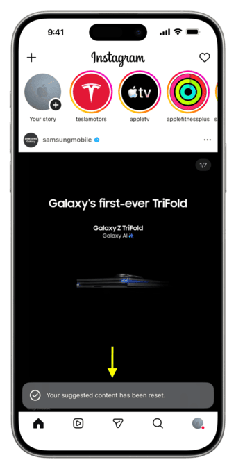 آموزش ریست کردن پیشنهادهای محتوای اینستاگرام مرحله چهارم