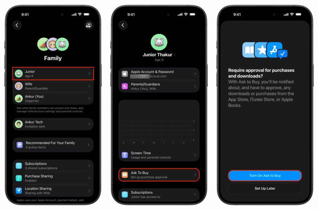 فعال‌سازی Ask to Buy برای کودکان در‌ آیفون