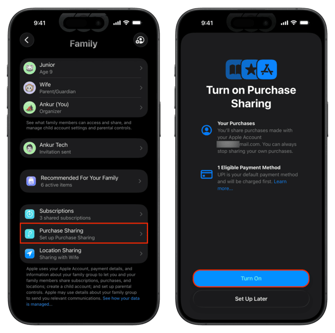 اشتراک خریدها با اعضای خانواده در آیفون