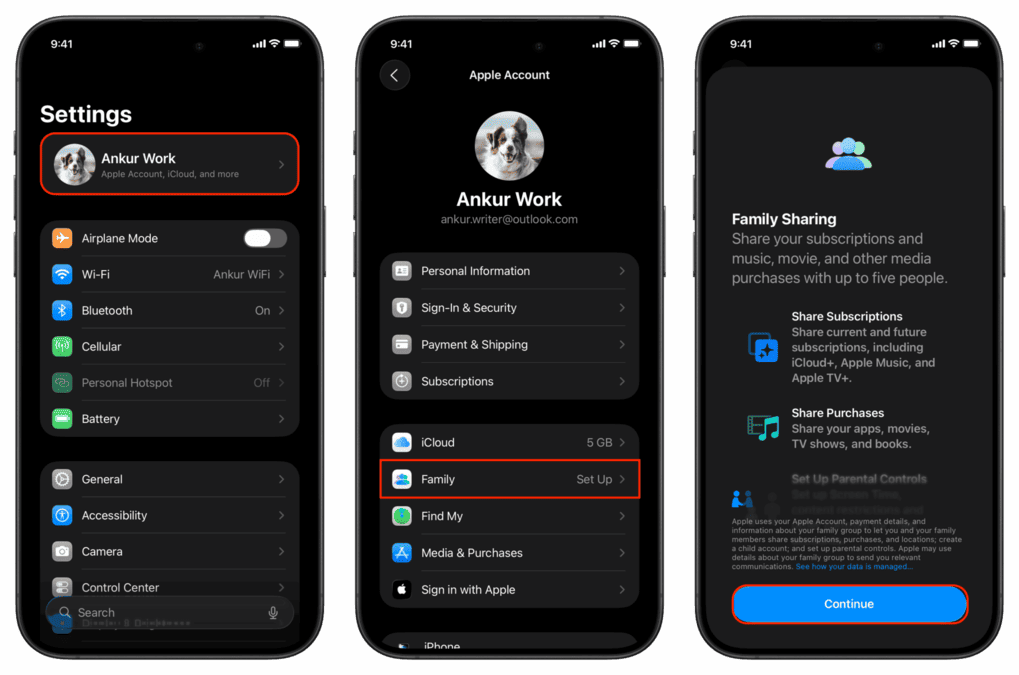 ساخت گروه خانوادگی اپل (Family Sharing)