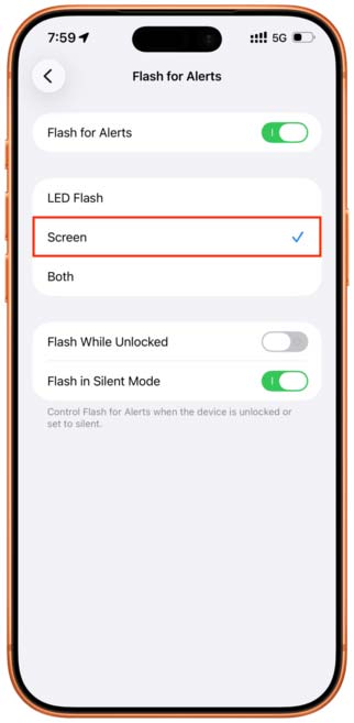 فعالسازی Flash for Alerts در آیفون