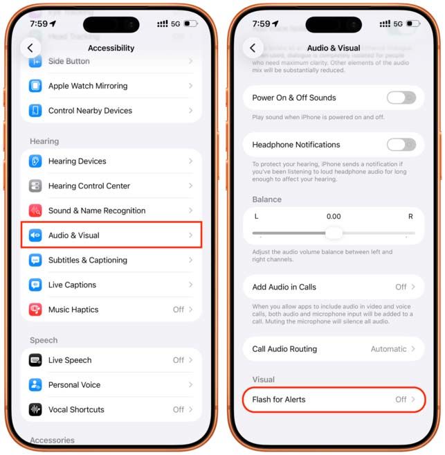 آموزش فعالسازی فلش زدن صفحه آیفون برای اعلانها