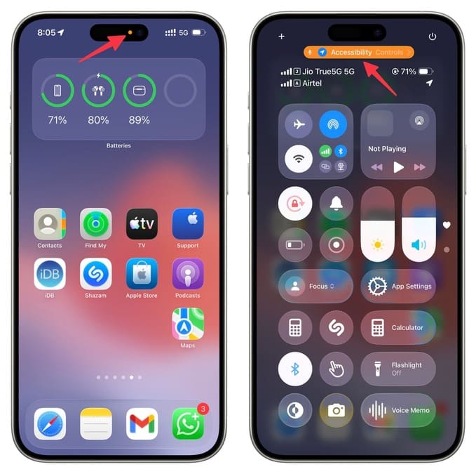 نقطه نارنجی روی آیفون