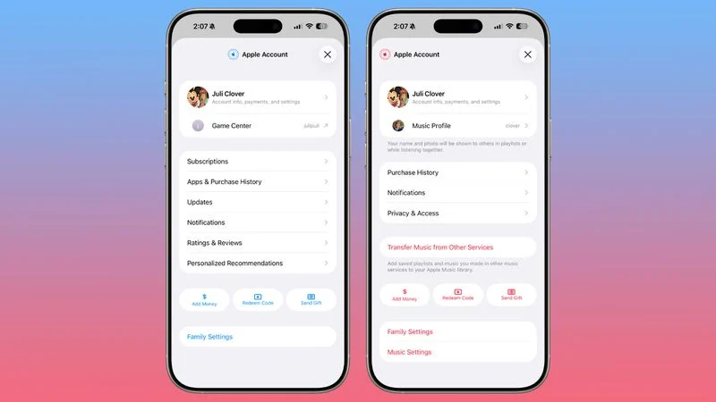 بازطراحی هاب حساب کاربری اپل