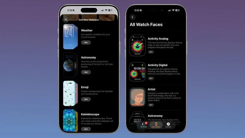 طراحی جدید گالری والپیپر و واچ‌فیس