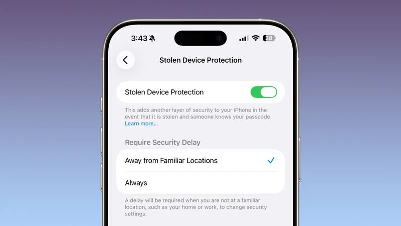 فعال شدن پیش‌فرض قابلیت Stolen Device Protection در iOS